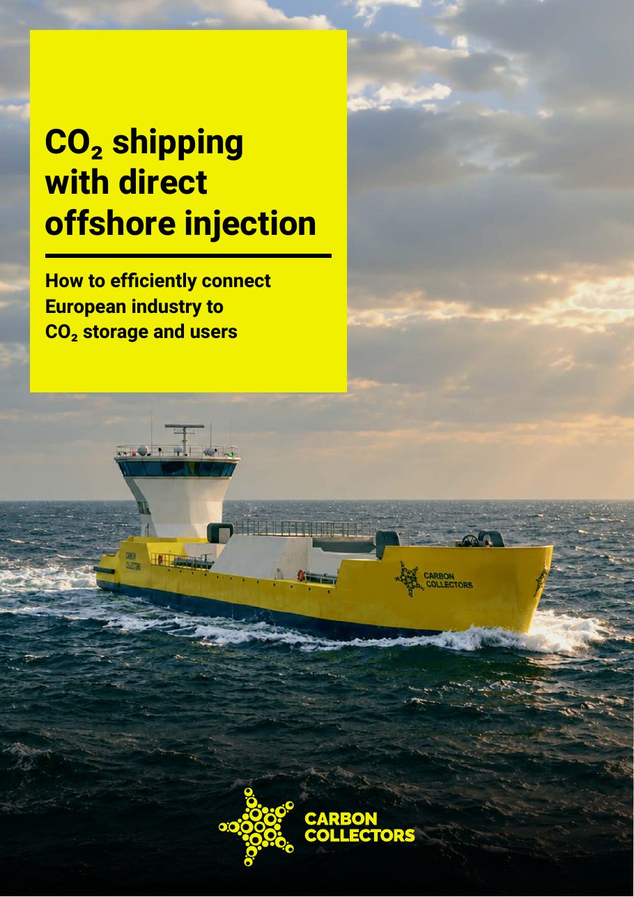 Guide cover: a yellow Carbon Collectors CO₂ barge at sea